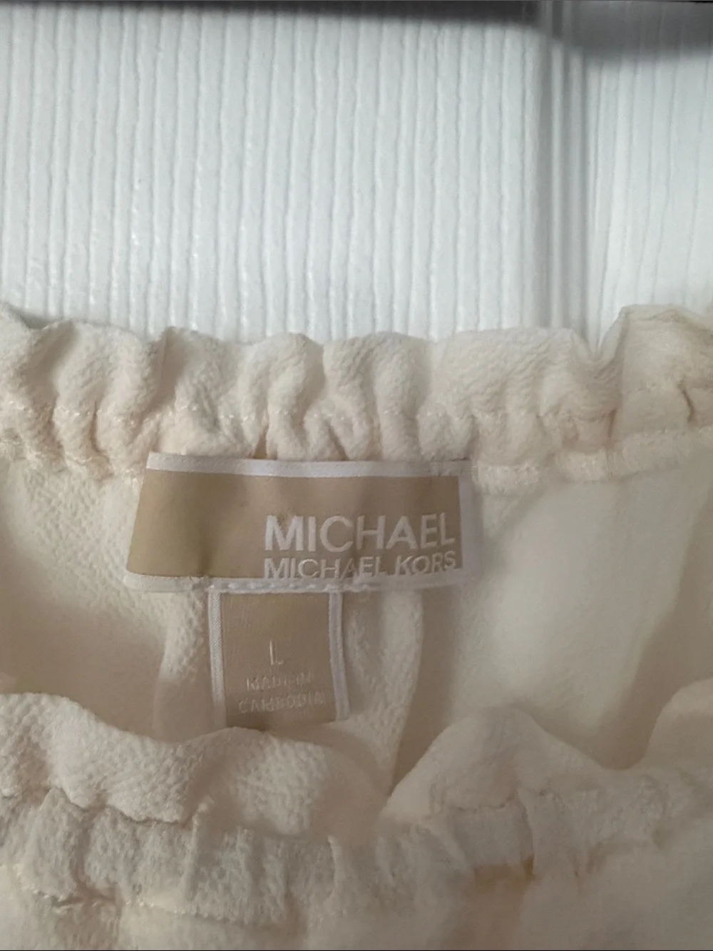 Michael Kors Cream Ruffle-Trim Peasant Blouse